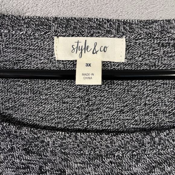 Style&Co Pullover Sweater Tunic Heather Gray Womens Plus 3X Ribbed Sleeves - Picture 4 of 8